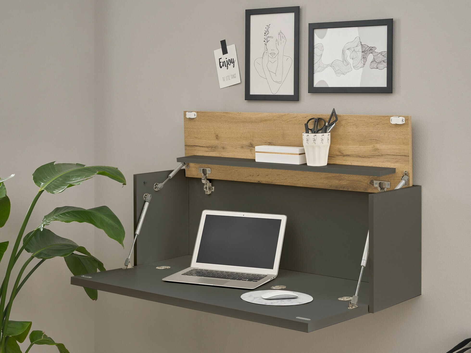Skrivebord Elbsori 107 (Antracit + Wotan eg)