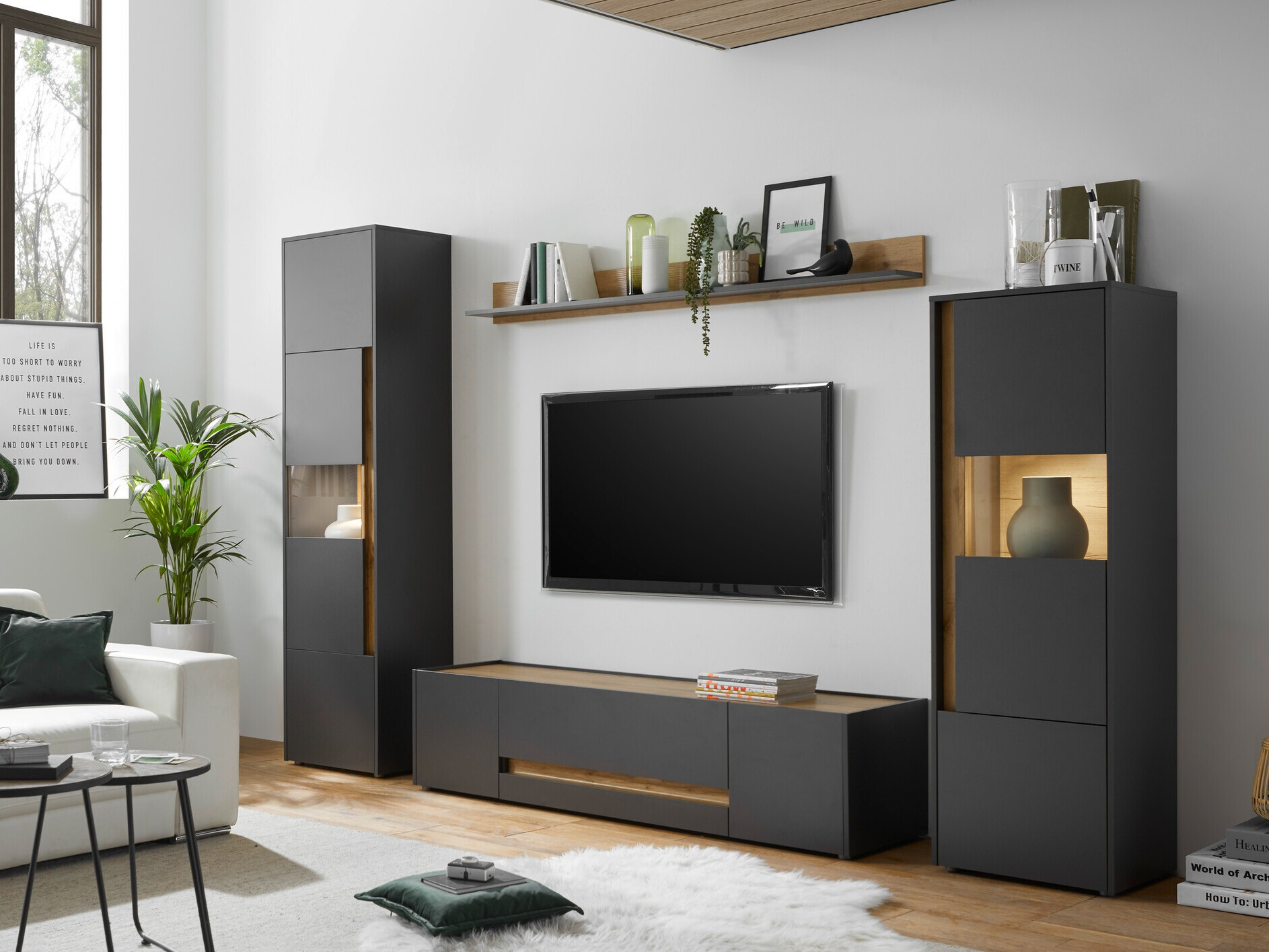 TV-bord Elbsori 115 (Antracit + Wotan eg)