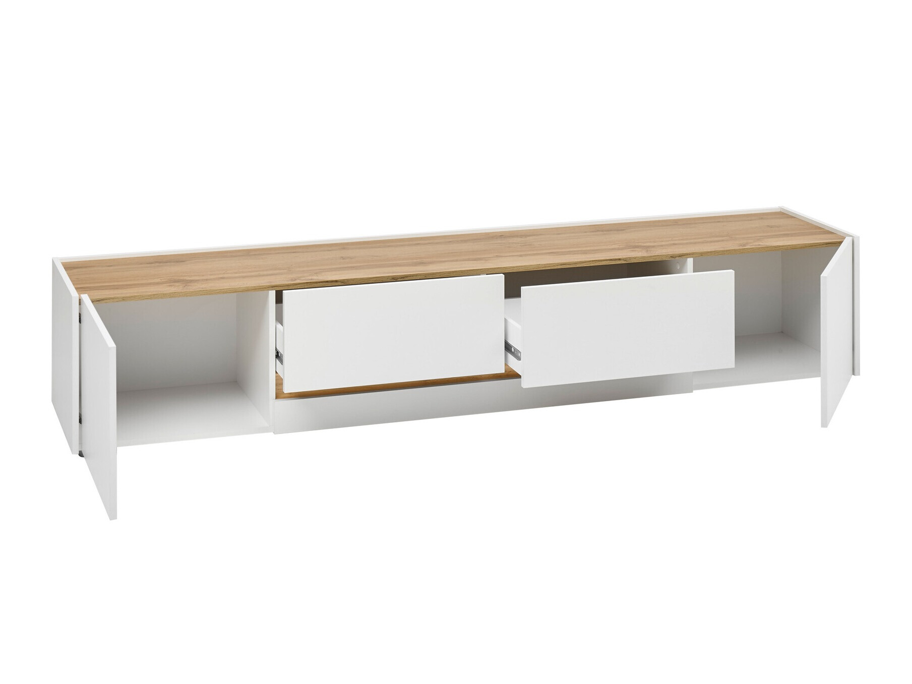 TV-bord Elbsori 116 (Hvid + Wotan eg)
