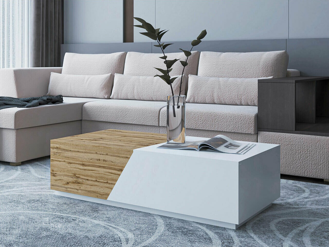 Sofabord Comfivo Daldune (Hvid + Wotan eg)