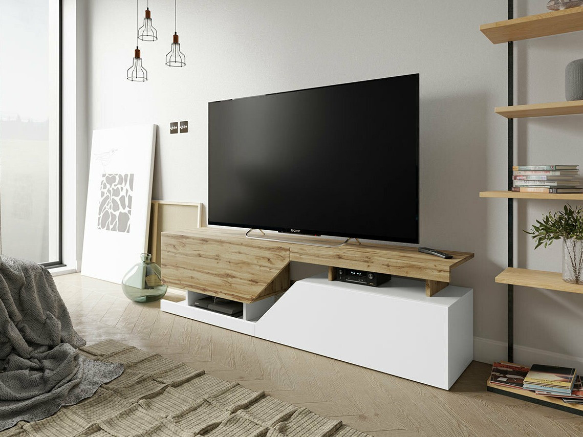 TV-bord Comfivo Daldune (Hvid + Wotan eg)