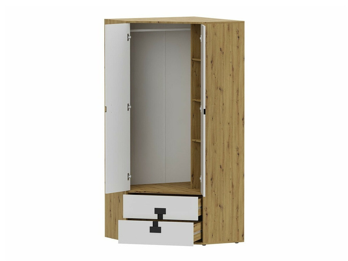 Hjørnegarderob Florevi 114 (Gloss grå + Artisan eg)
