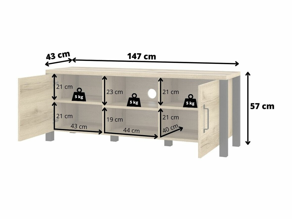 TV-bord Tornua 104 (Mørk gran + Mat sort)