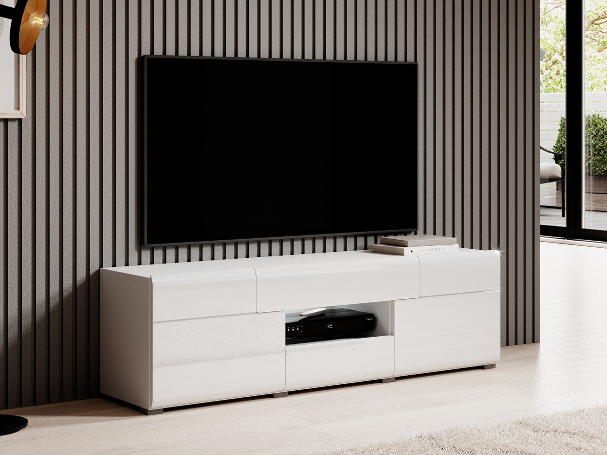 TV-bord Torsone 101 (Hvid + Glansfuld hvid)