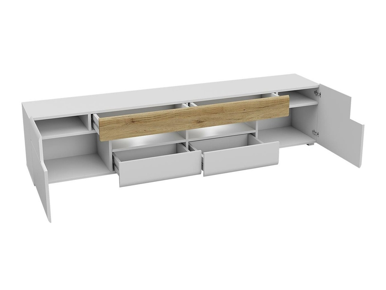 TV-bord Torsone 113 (Hvid + Glansfuld hvid)