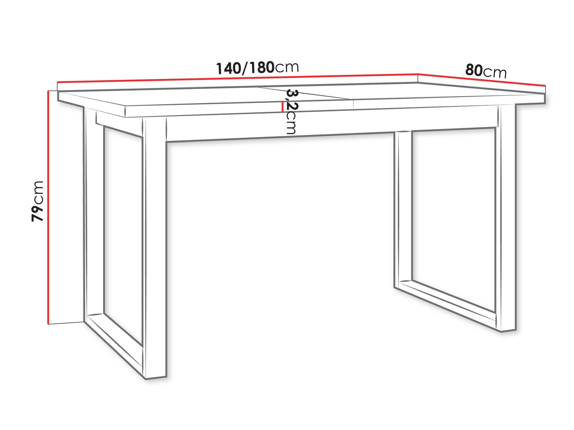 Bord Victorville 353 (Hvid + Sort)