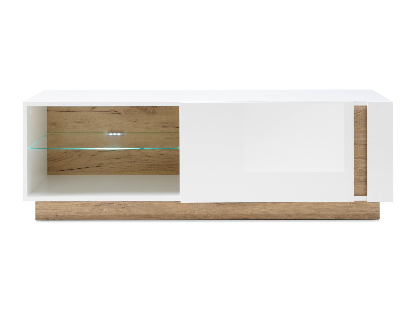TV-bord Veropho 102 (Glansfuld hvid + Grandson eg)
