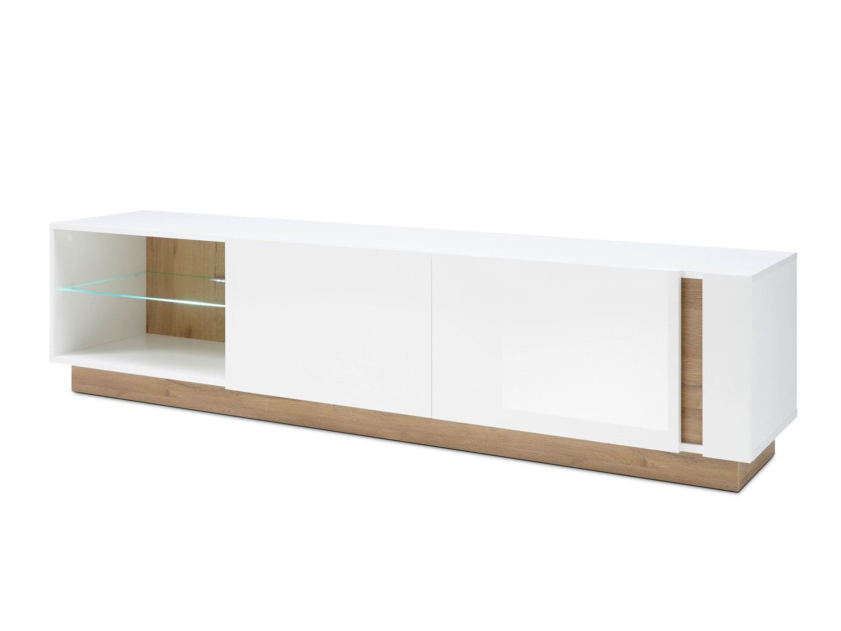 TV-bord Veropho 103 (Glansfuld hvid + Grandson eg)