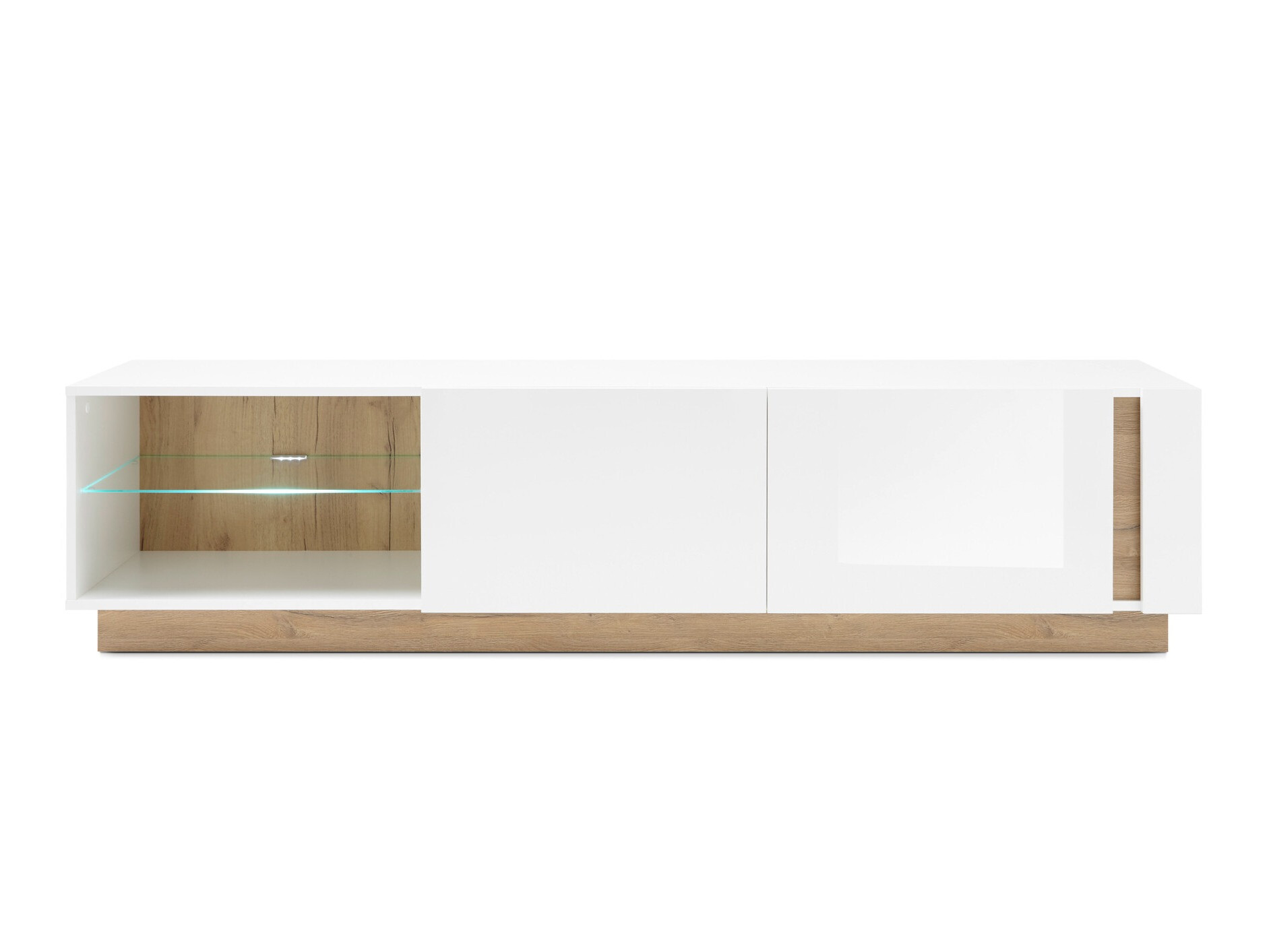 TV-bord Veropho 103 (Glansfuld hvid + Grandson eg)
