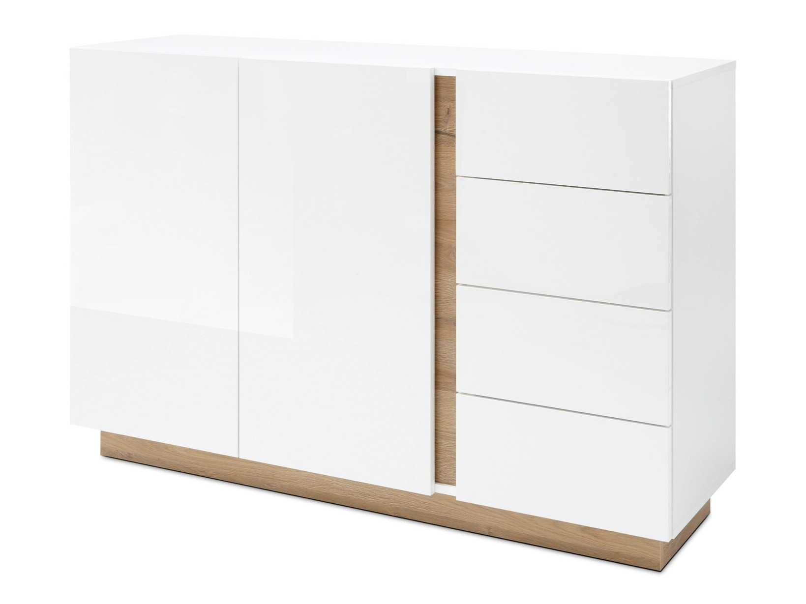 Kommode Veropho 107 (Glansfuld hvid + Grandson eg)