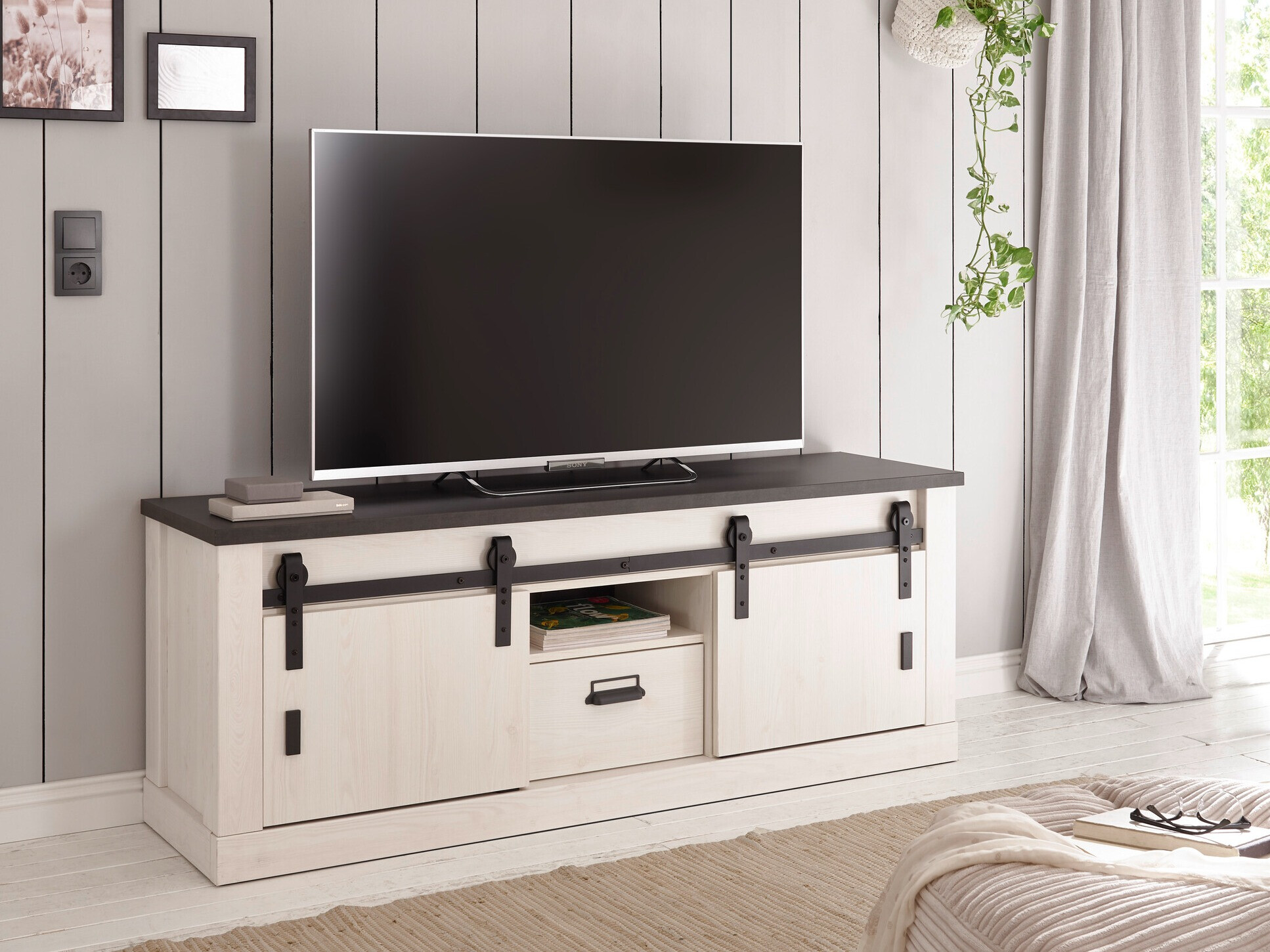 TV-bord Cirtale 112 (Antracit + Bleget fyrretræ)