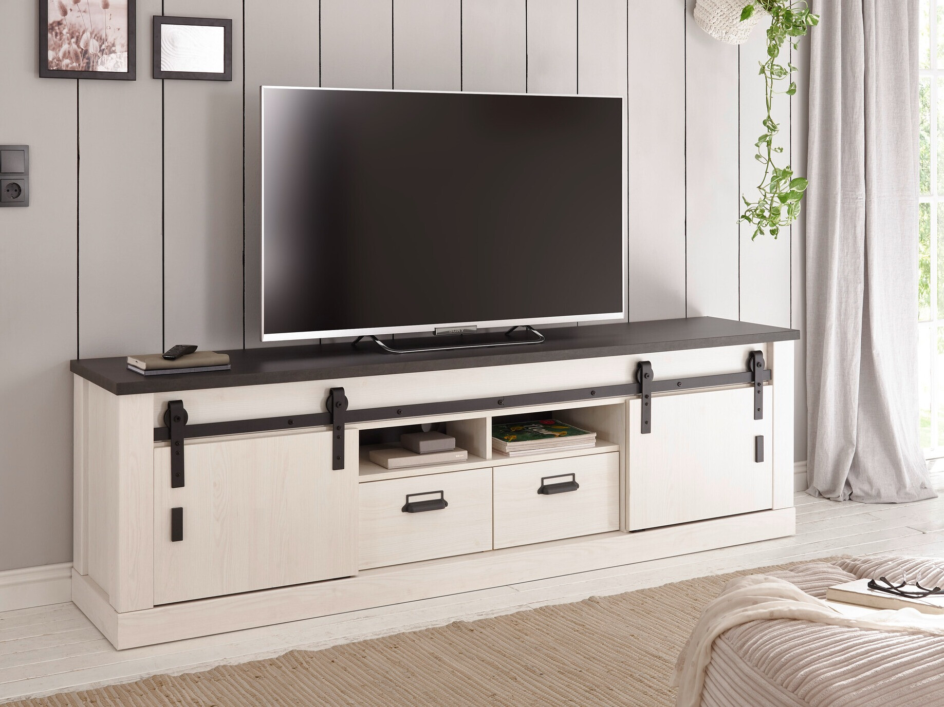 TV-bord Cirtale 113 (Antracit + Bleget fyrretræ)