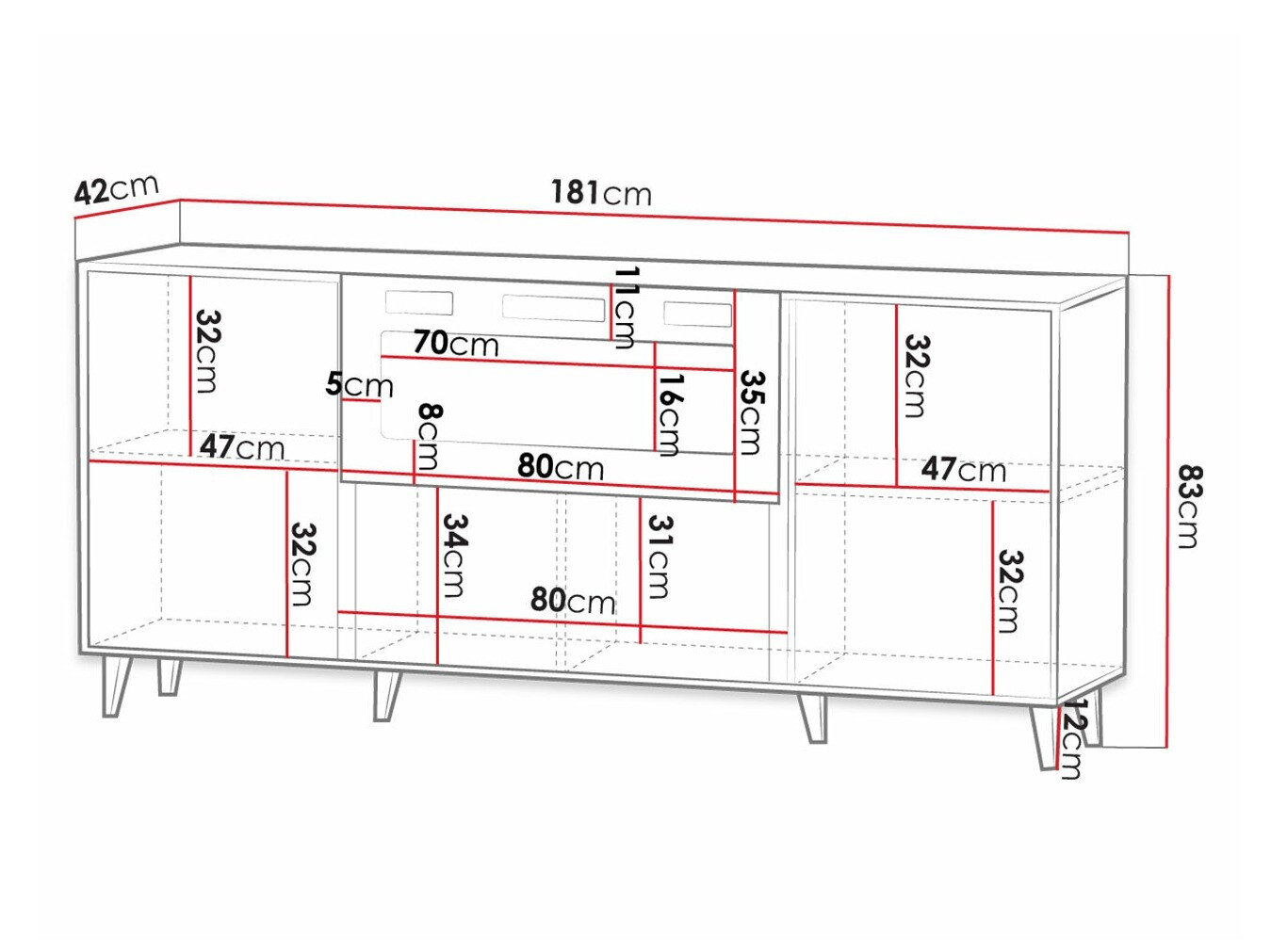 Skænk Levmari 104 (Sort + Gylden)