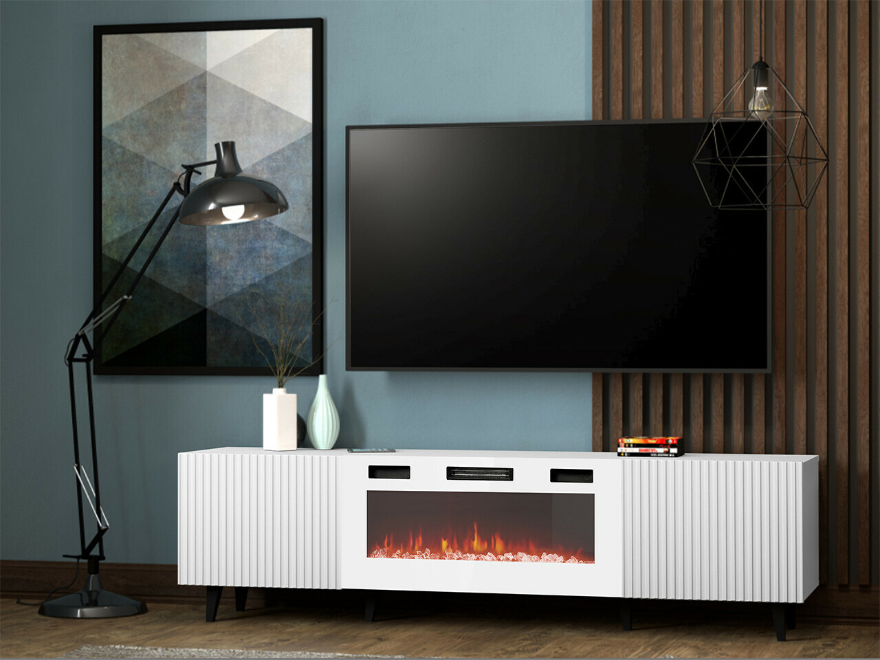 TV-bord Dicto II (Hvid + Sort)