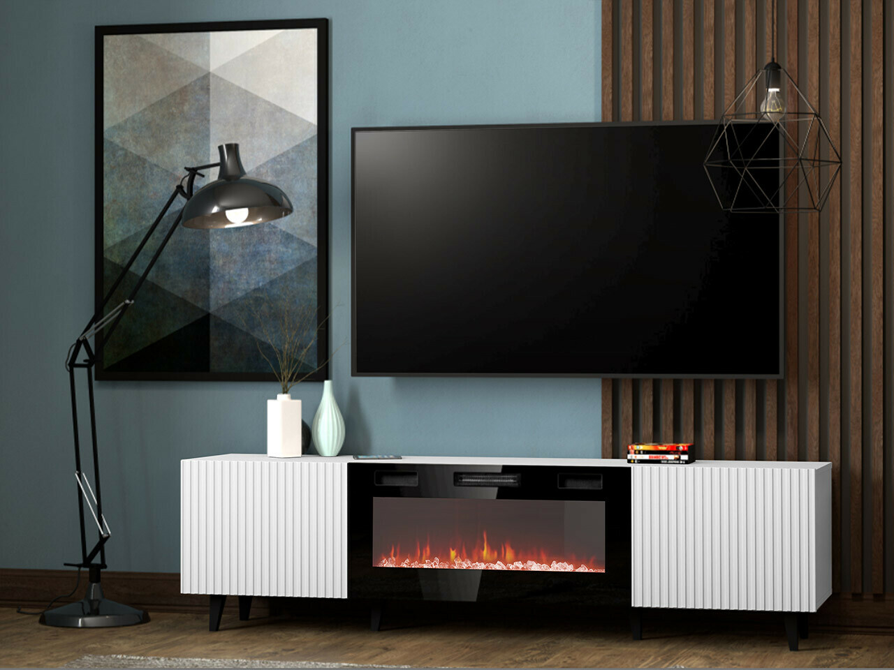 TV-bord Dicto II (Hvid + Sort)