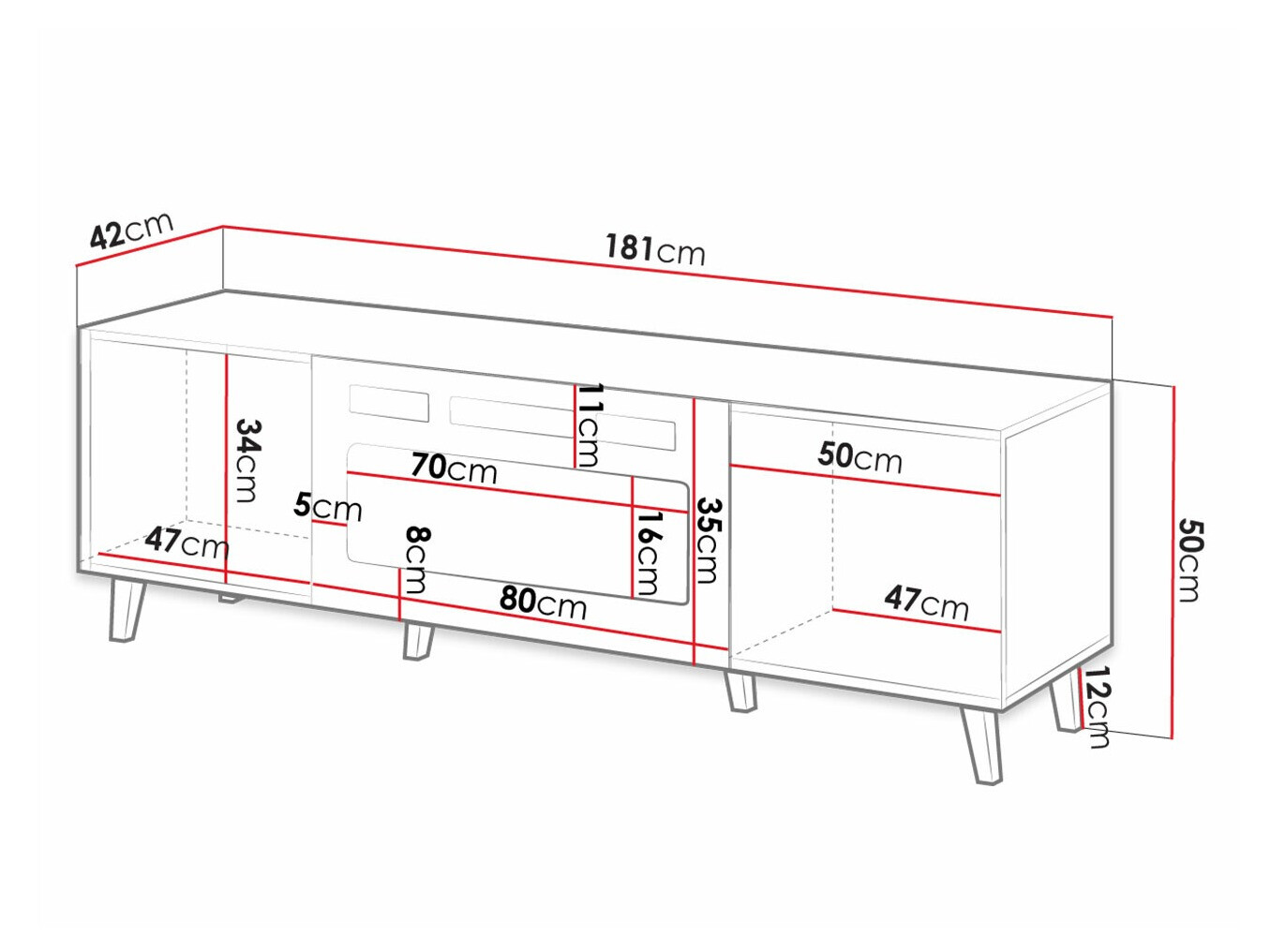 TV-bord Dicto II (Sort + Gylden)