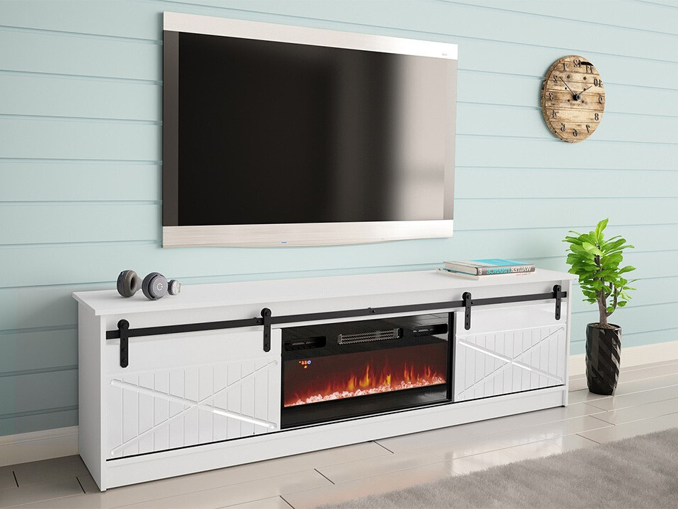 TV-bord Charlotte 165 (Hvid + Glansfuld hvid)