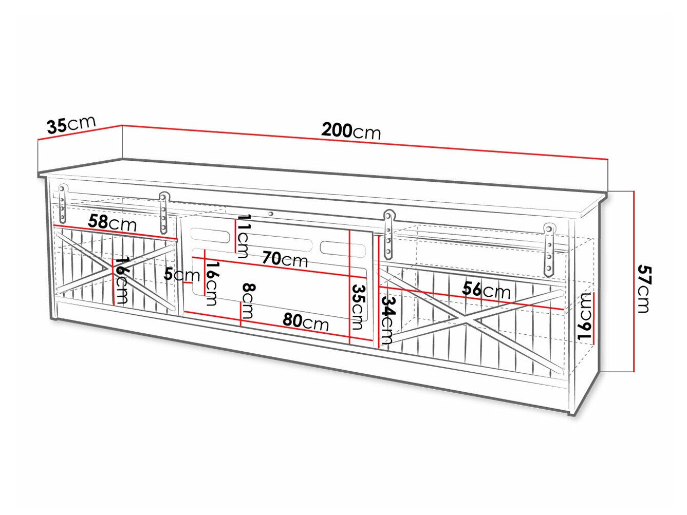 TV-bord Charlotte 165 (Modnet træ)