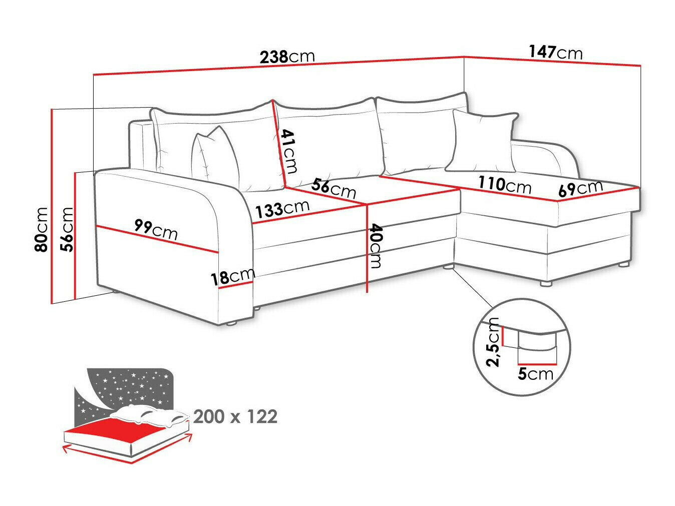 Hjørnesofa Comfivo 203 (Mikrofaza 0027 + Mikrofaza 0031)