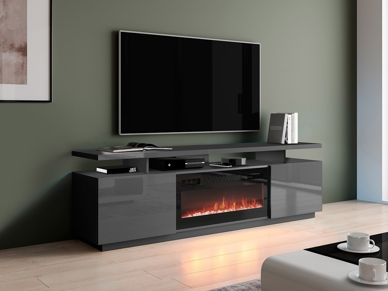 TV-bord Figura I (Grafit + Glansfuld grafit)