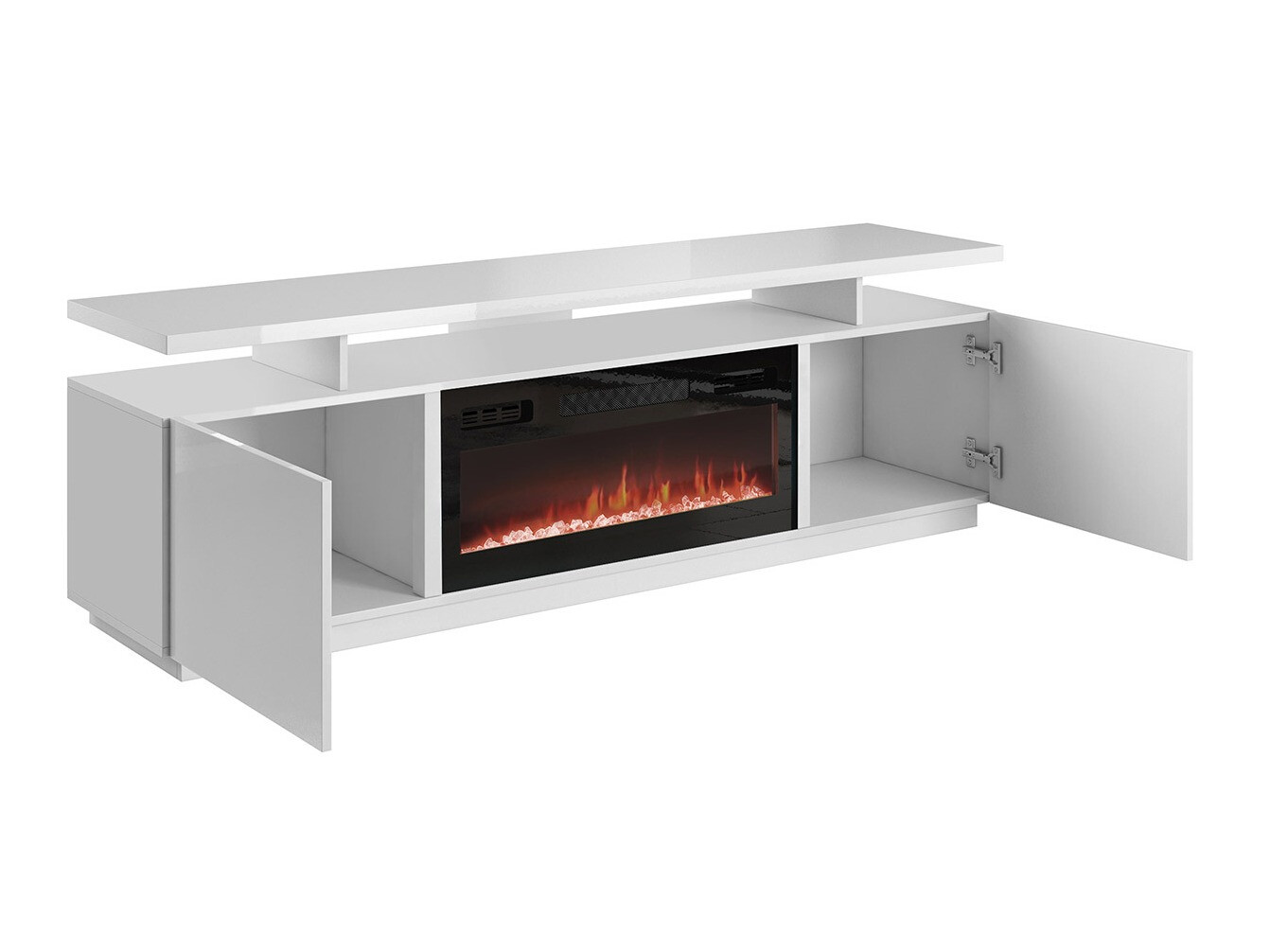 TV-bord Figura I (Hvid + Glansfuld hvid)