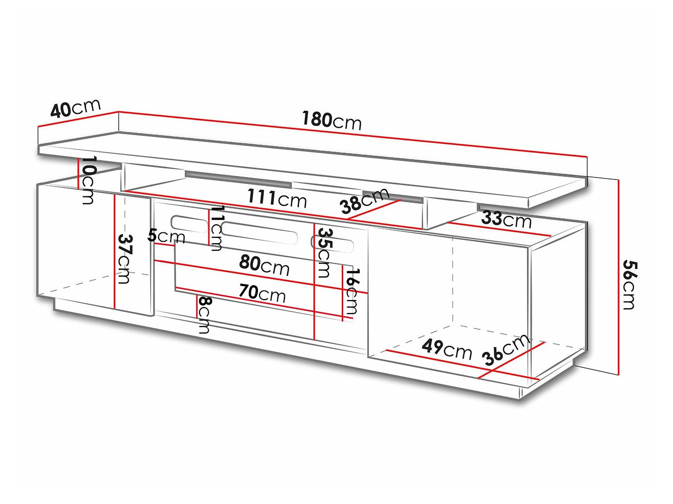 TV-bord Figura I (Sort + Blank sort)