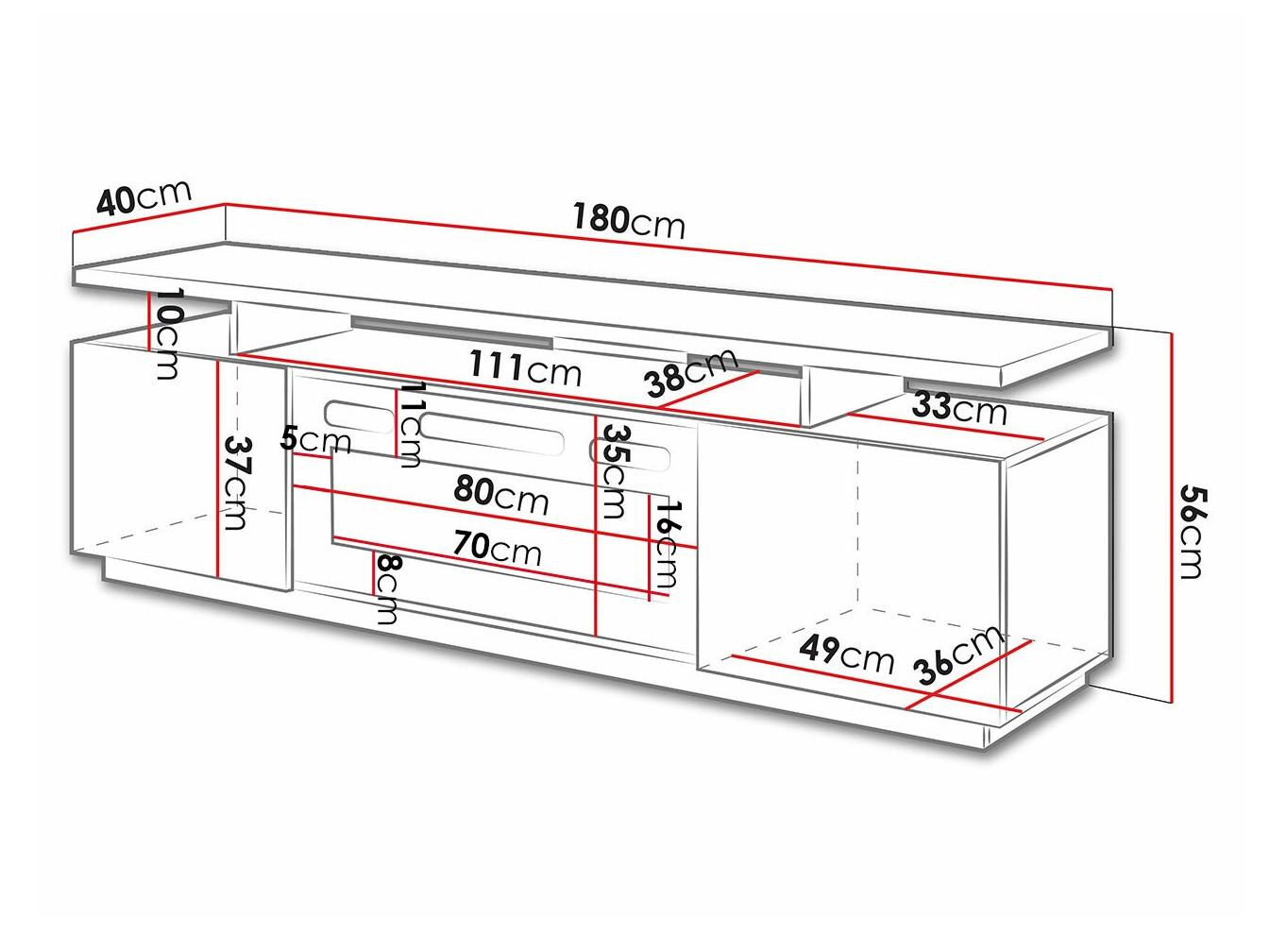 TV-bord Figura I (Sort + Blank sort)