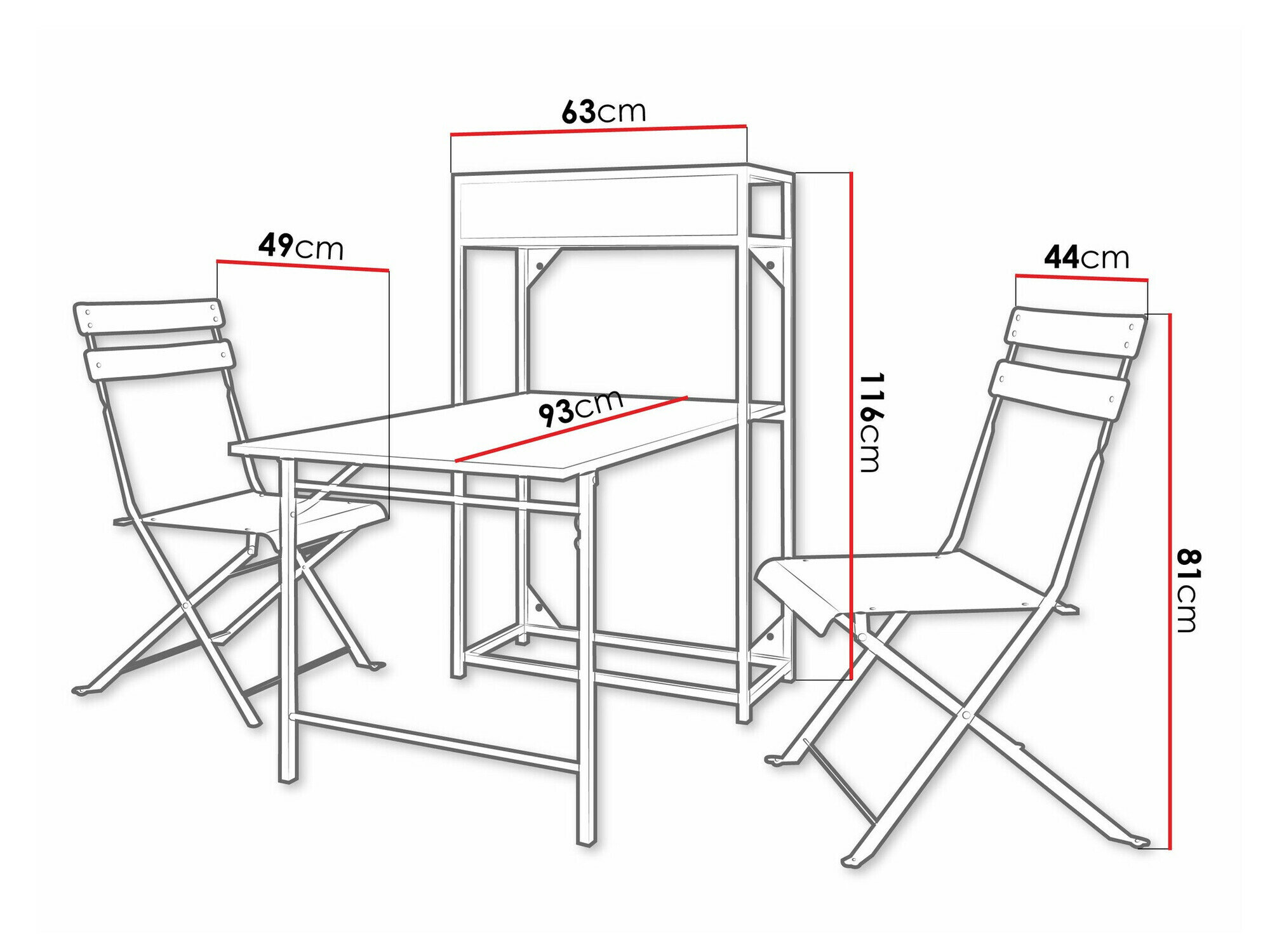 Balkonsæt Richardson 124 (Grå)
