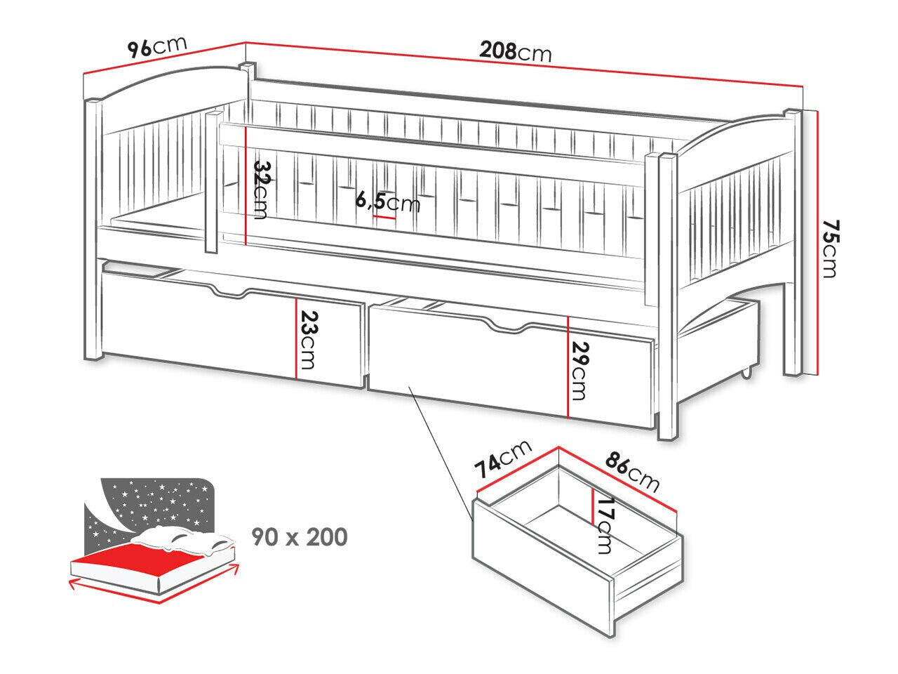 Seng Vista 112 (Grå)
