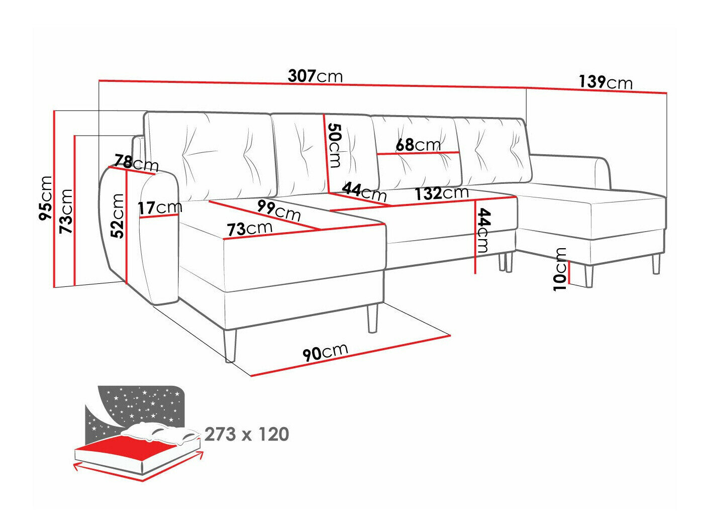 Hjørnesofa Memphis 140 (Poso 100)