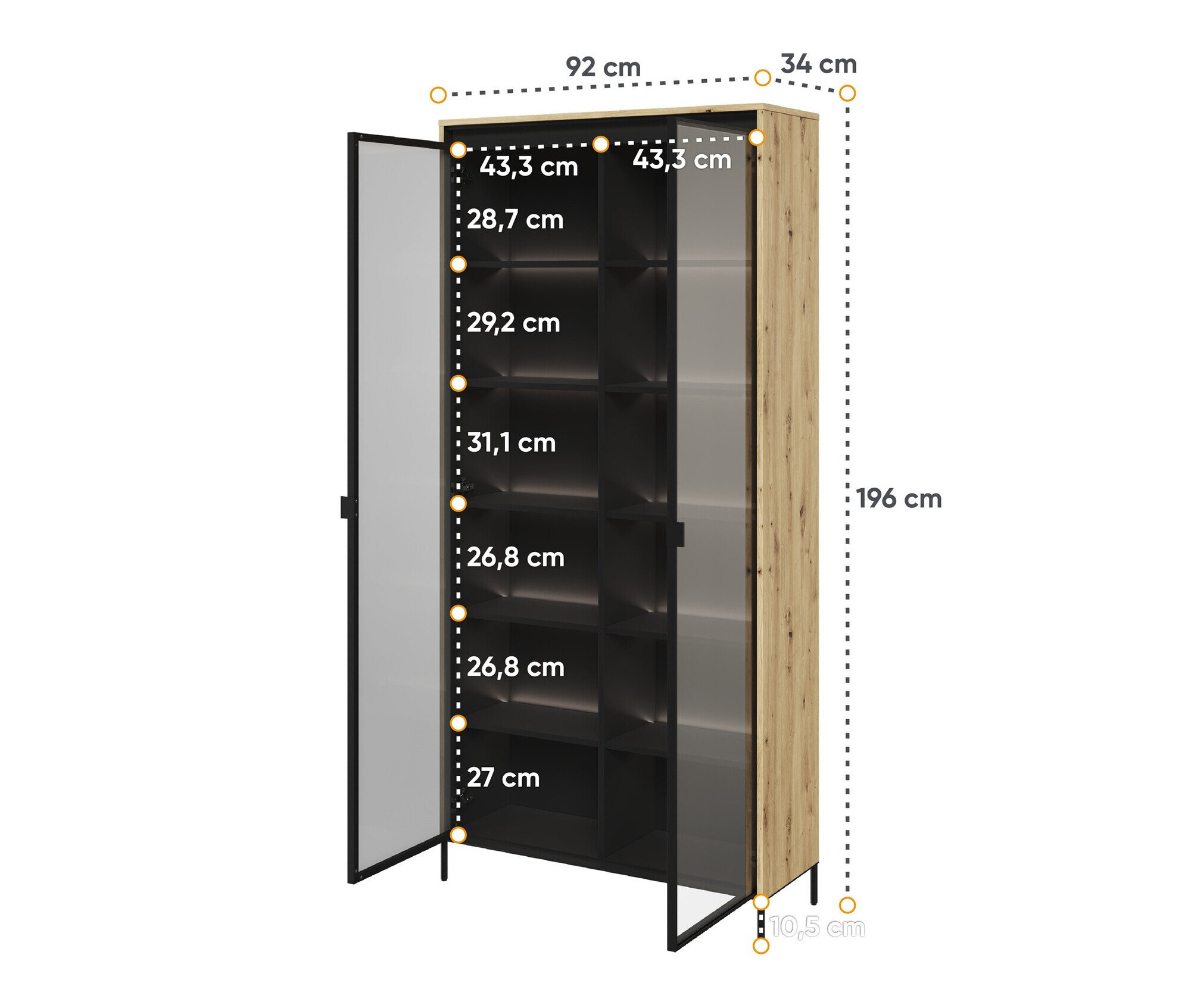 Reol Fernolu 106 (Artisan eg + Sort)