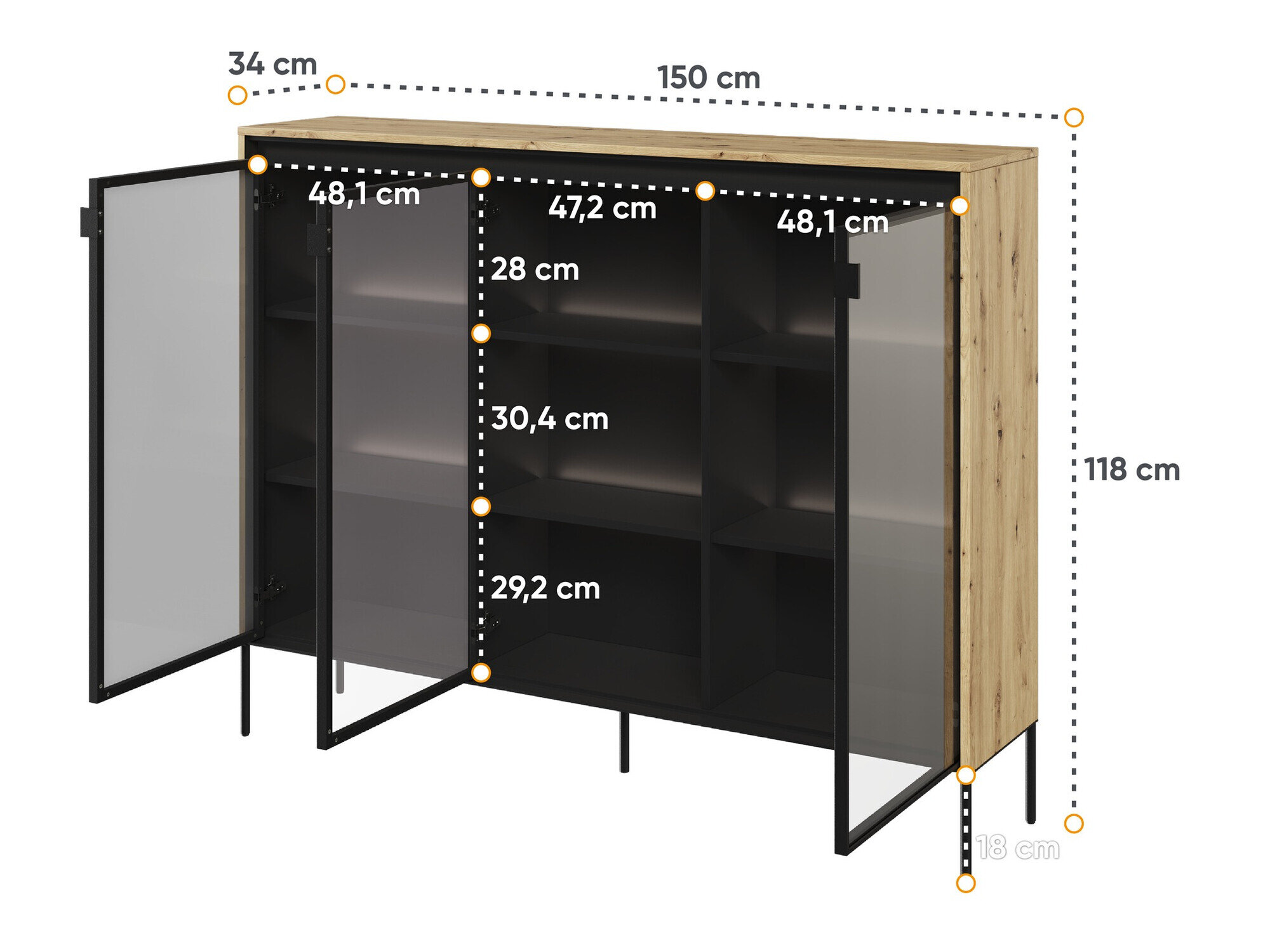 Skænk Fernolu 108 (Artisan eg + Sort)