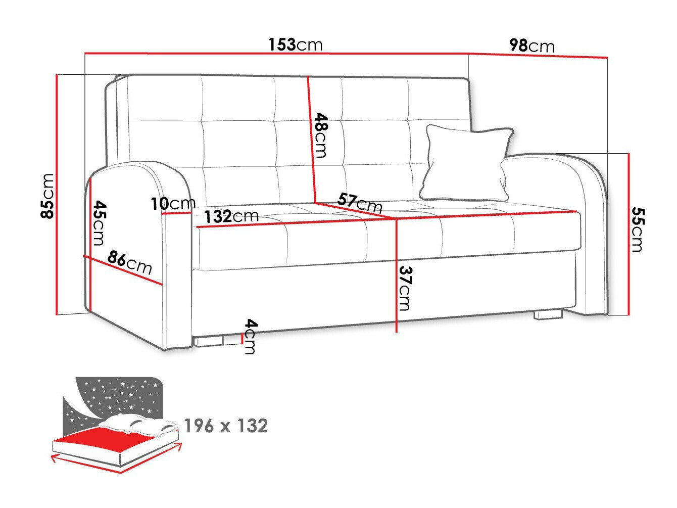 Sovesofa Columbus 116 (Aragon 03)