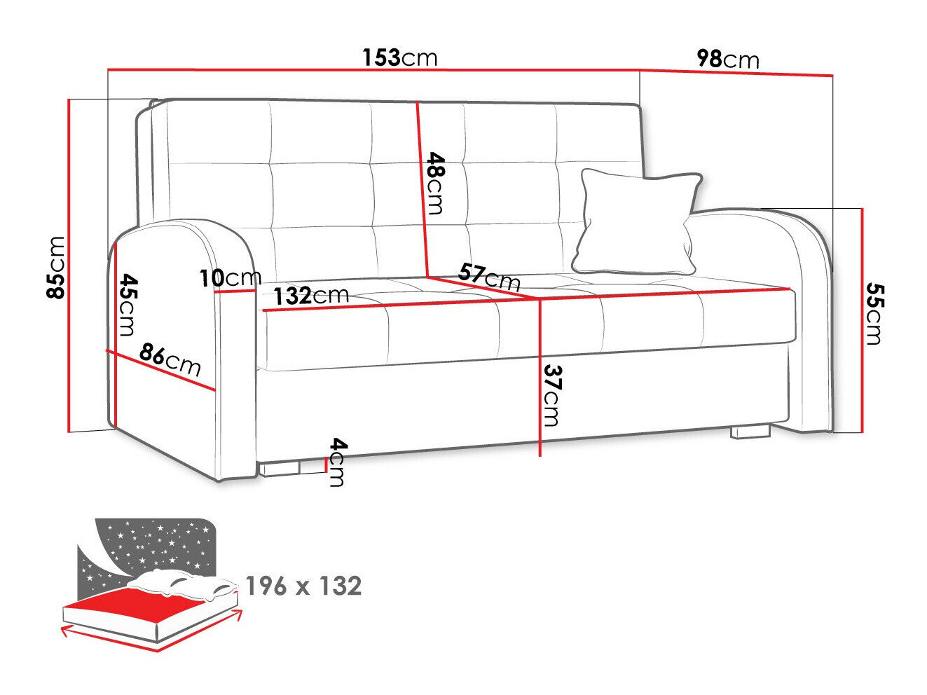 Sovesofa Columbus 116 (Aragon 20)