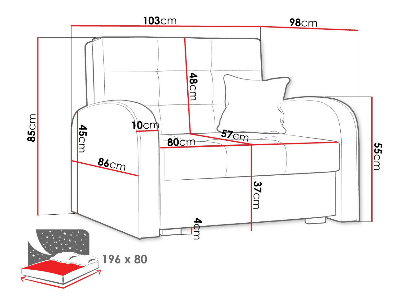 Lænestol Columbus 114 (Aragon 80)