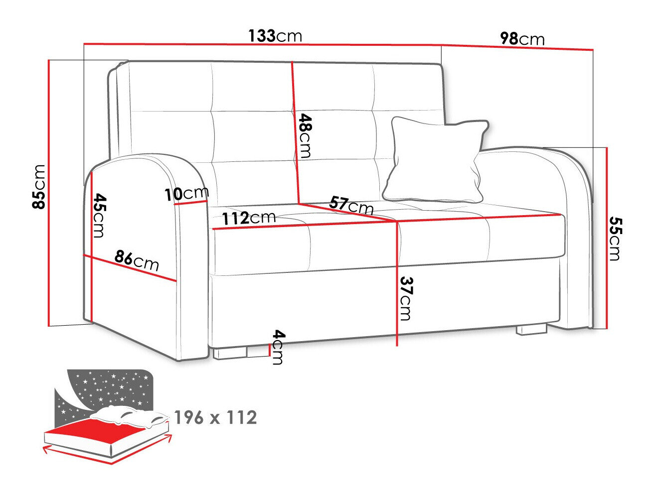 Sovesofa Columbus 115 (Aragon 03)