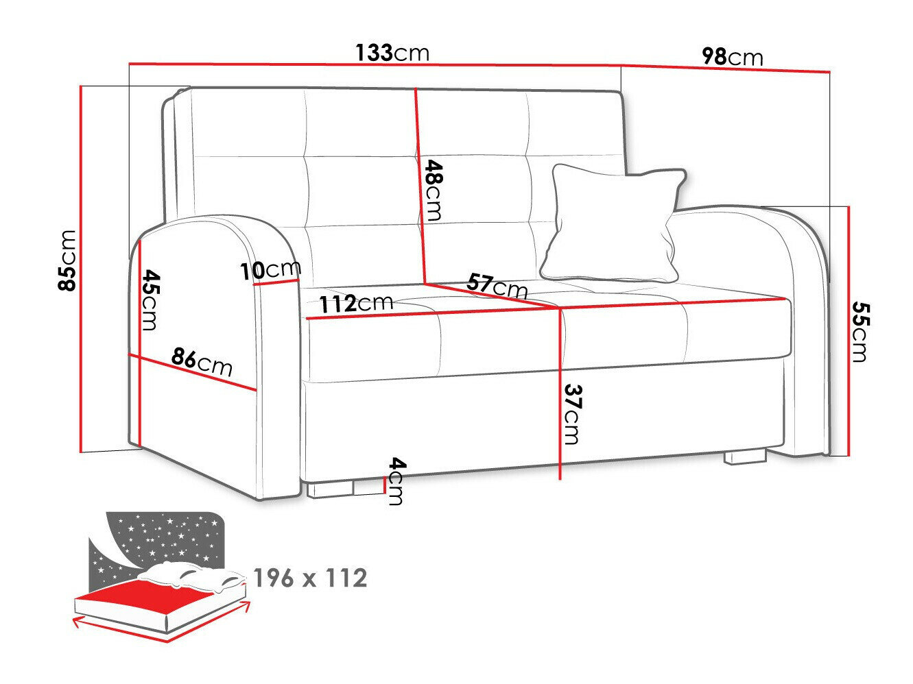 Sovesofa Columbus 115 (Aragon 20)