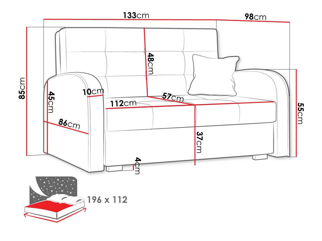 Sovesofa Columbus 115 (Aragon 93)