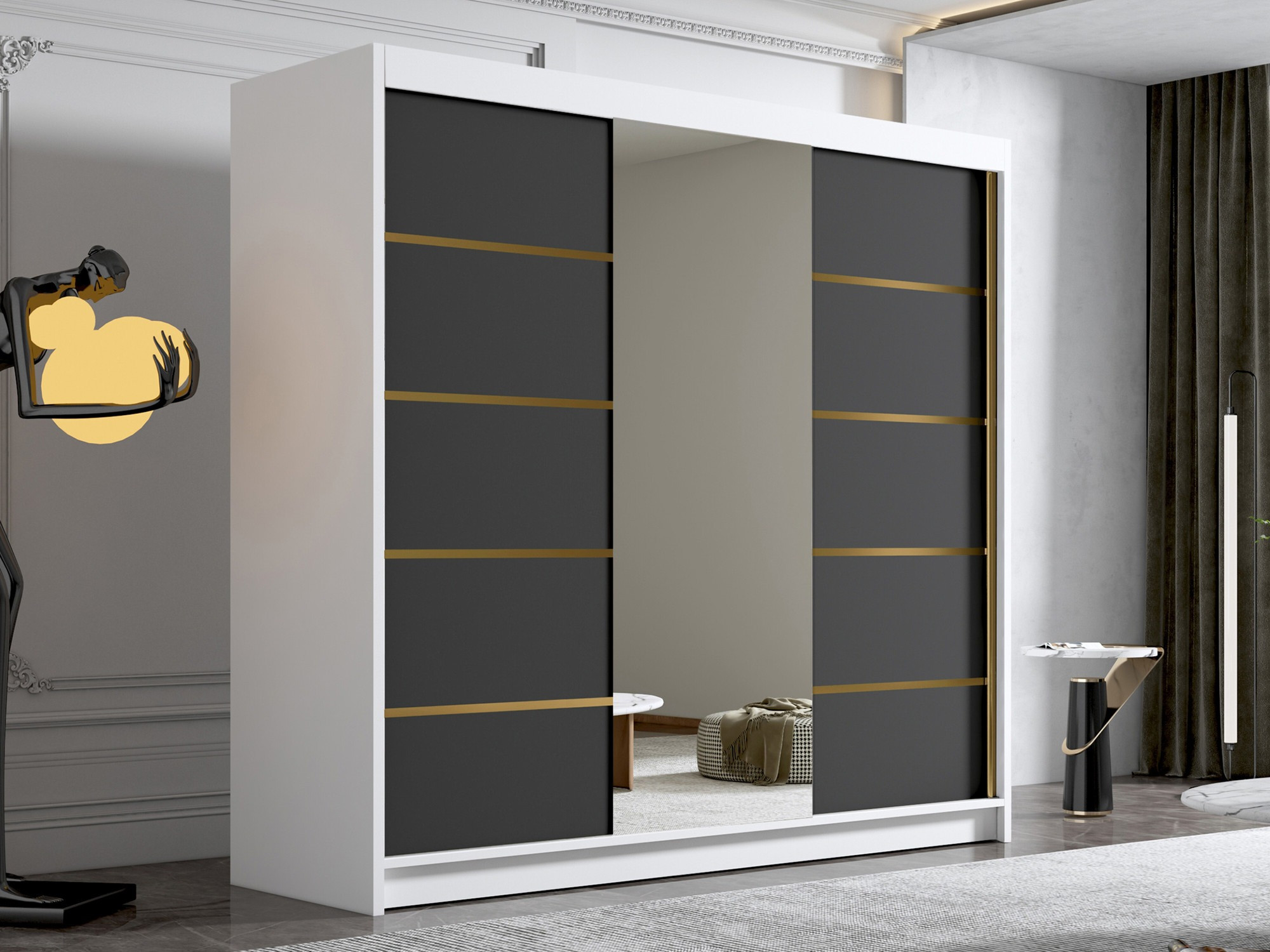 Garderobeskab Closico Plenor VI (Hvid + Sort)