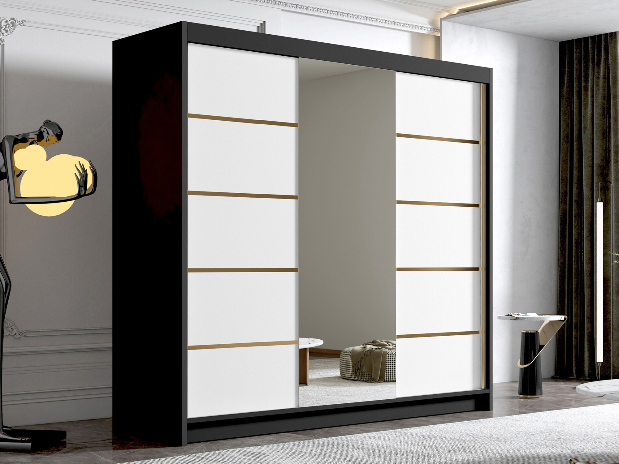 Garderobeskab Closico Plenor VI (Sort + Hvid)