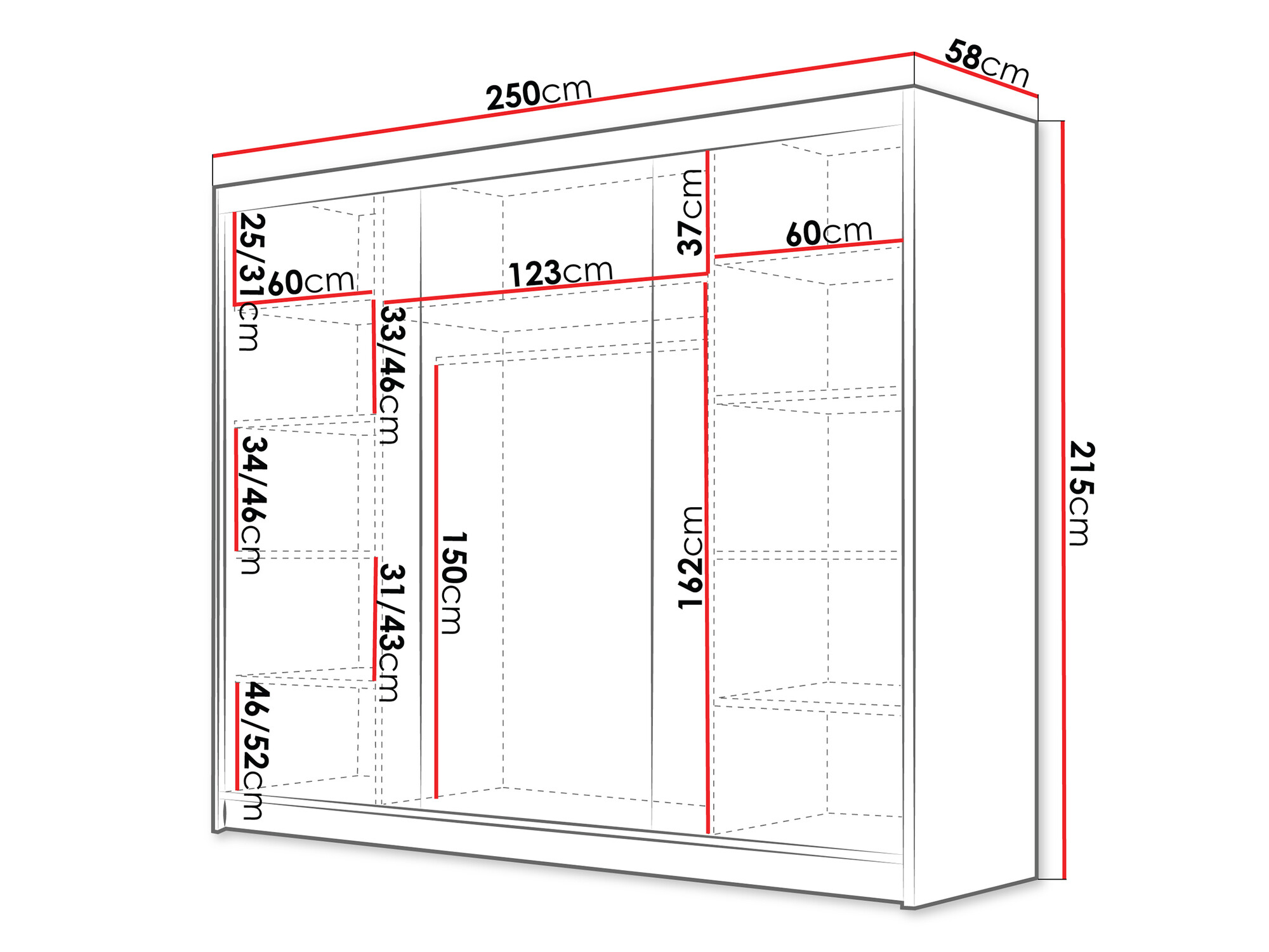 Garderobeskab Closico Veltron II (Hvid + Sort)