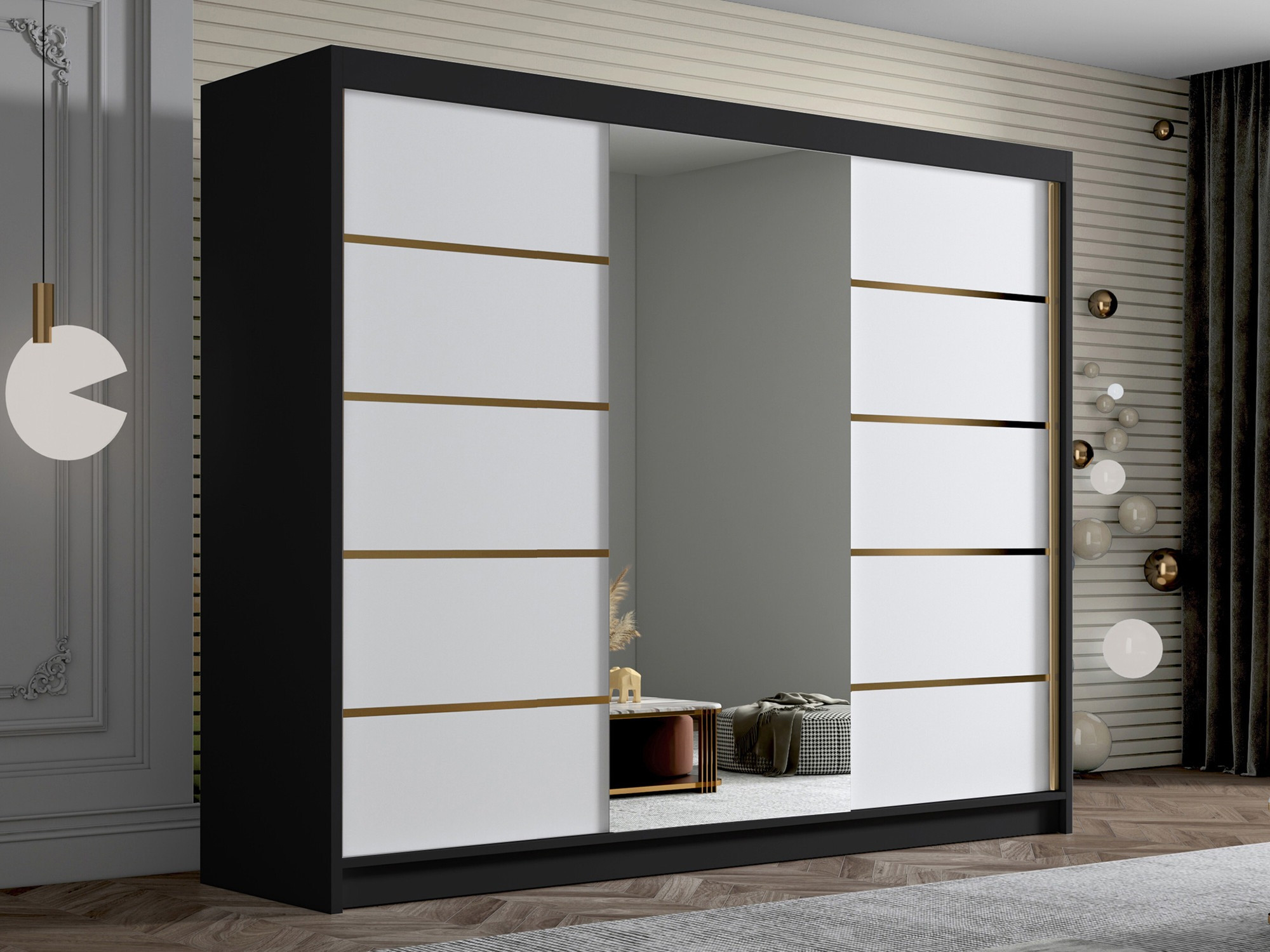 Garderobeskab Closico Veltron II (Sort + Hvid)