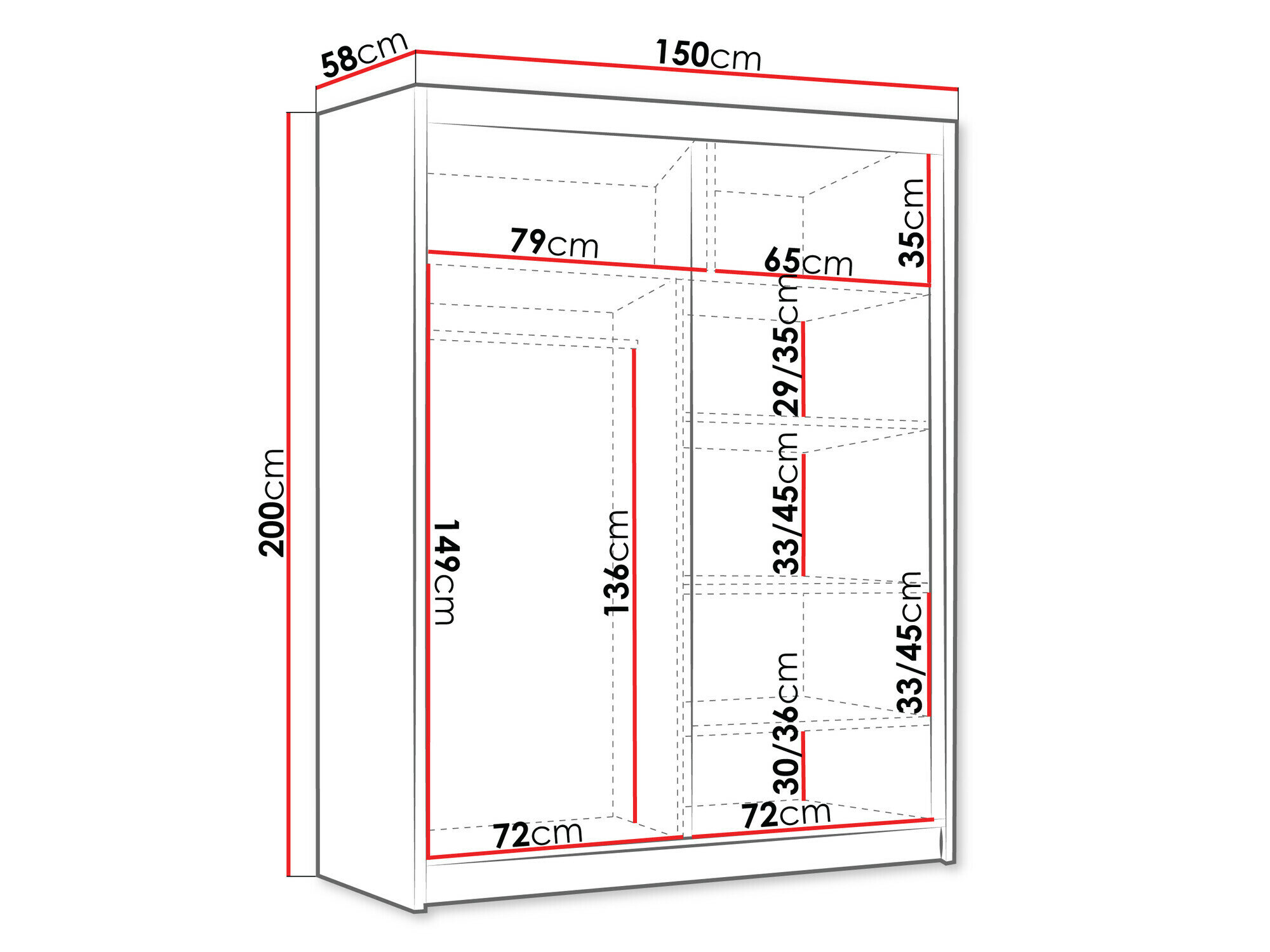 Garderobeskab Closico 187 (Sort)