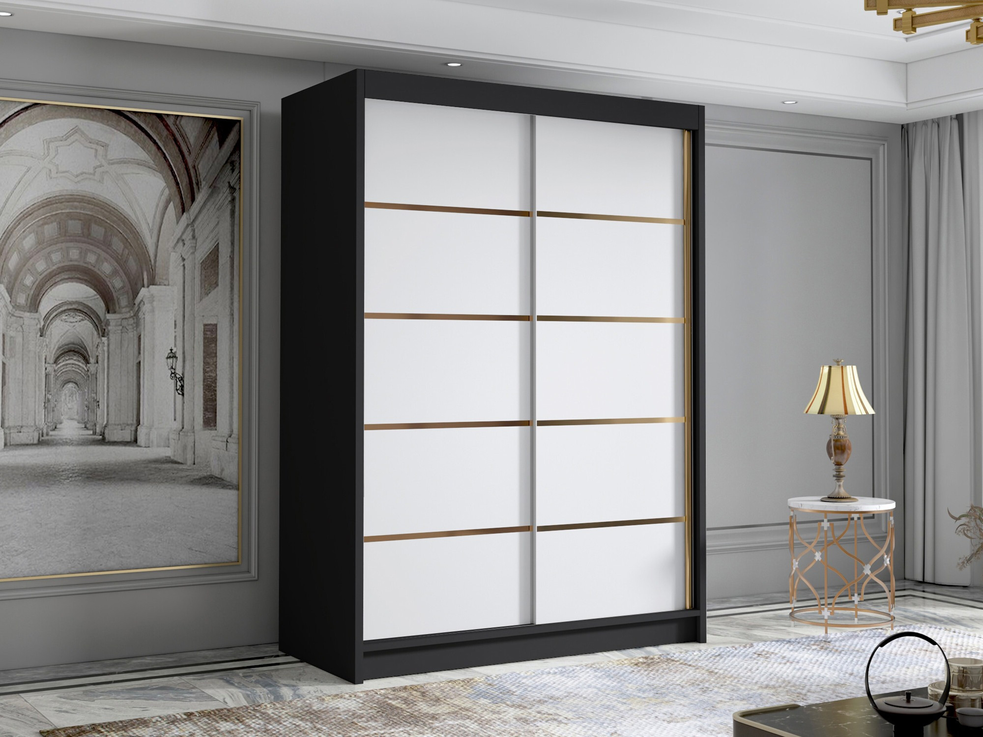 Garderobeskab Closico Fornix III (Sort + Hvid)