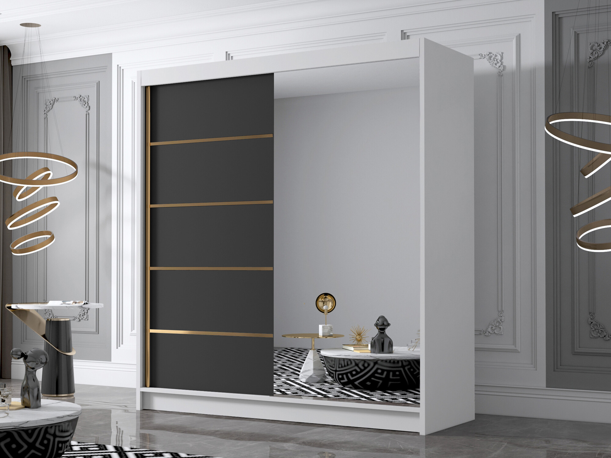 Garderobeskab Closico Vallor III (Hvid + Sort)