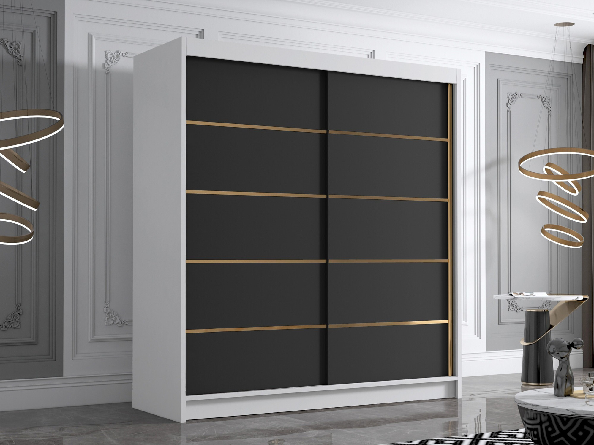 Garderobeskab Closico Vallor III (Hvid + Sort)