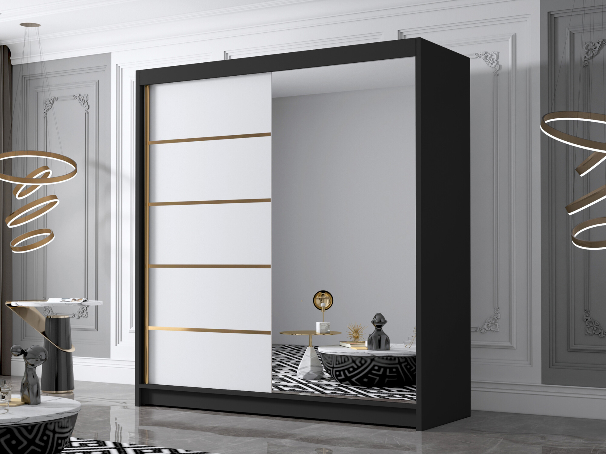 Garderobeskab Closico Vallor III (Sort + Hvid)