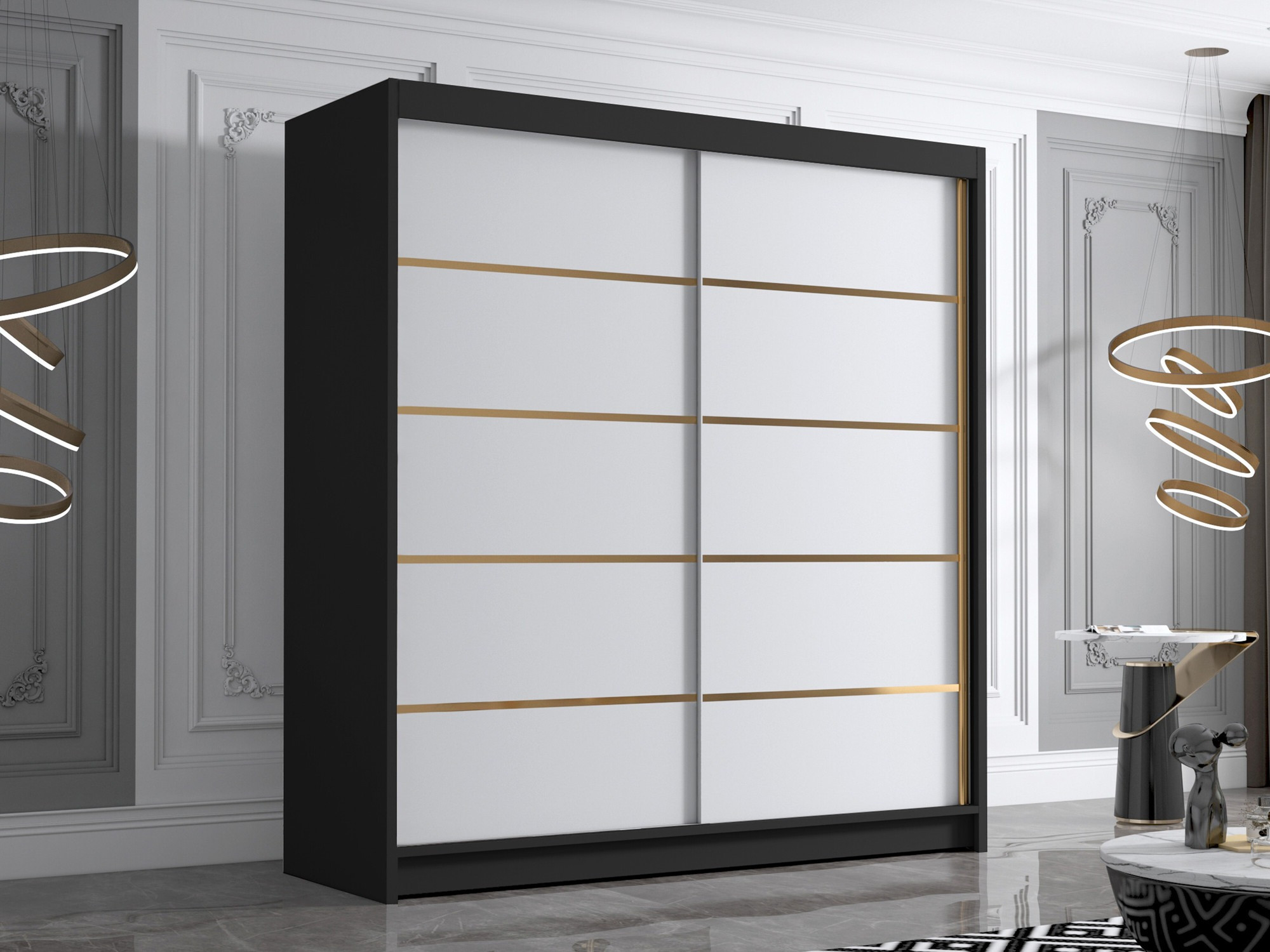 Garderobeskab Closico Vallor III (Sort + Hvid)