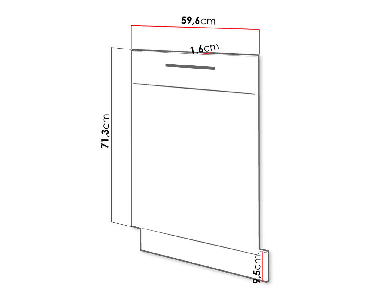 Dør til opvaskemaskine Wood White 107