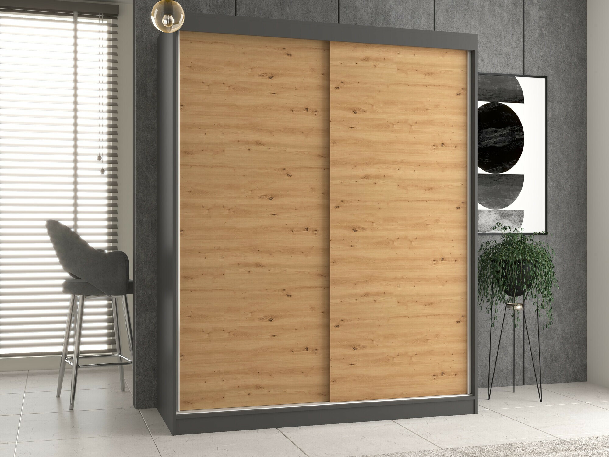 Garderobeskab Mandeville 167 (Antracit + Artisan eg)